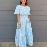Blue Picnic Smocked Maxi Dress - Jessi Jayne Boutique