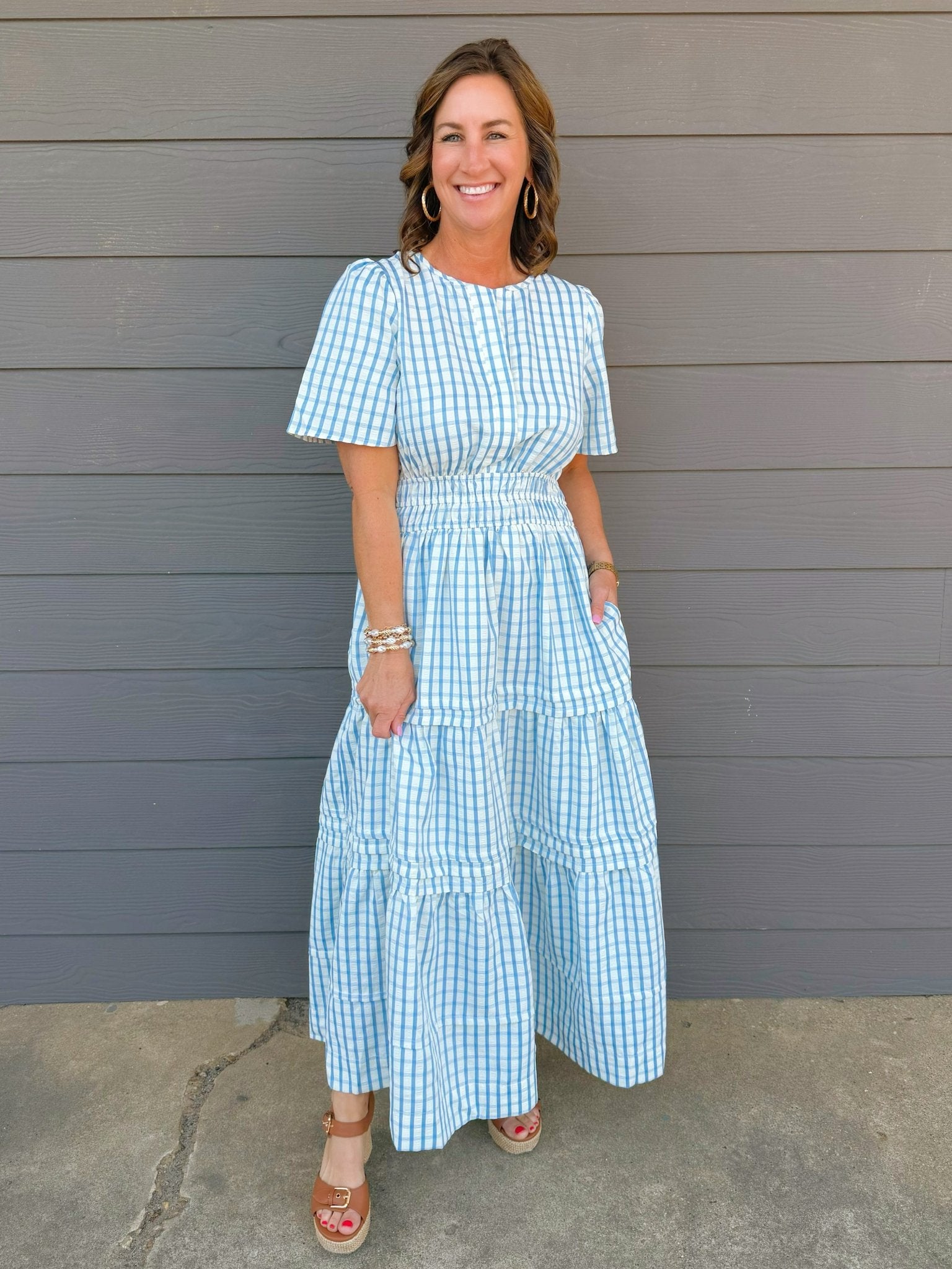 Blue Picnic Smocked Maxi Dress
