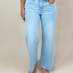 Choose Happy Vervet High Rise Wide Leg Light Wash Jeans - Jessi Jayne Boutique