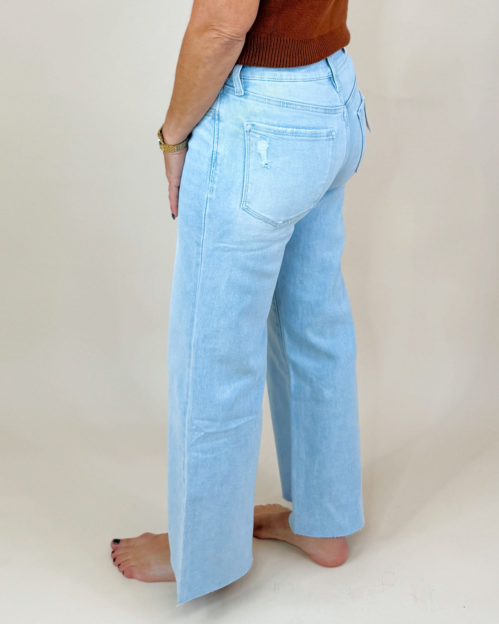 Choose Happy Vervet High Rise Wide Leg Light Wash Jeans - Jessi Jayne Boutique