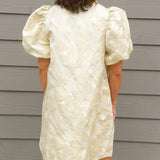 Champagne Vienna Floral Jacquard Dress - Jessi Jayne Boutique