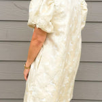 Champagne Vienna Floral Jacquard Dress - Jessi Jayne Boutique