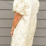 Champagne Vienna Floral Jacquard Dress - Jessi Jayne Boutique