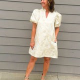 Champagne Vienna Floral Jacquard Dress - Jessi Jayne Boutique