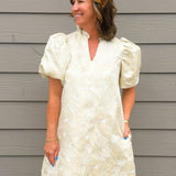 Champagne Vienna Floral Jacquard Dress - Jessi Jayne Boutique