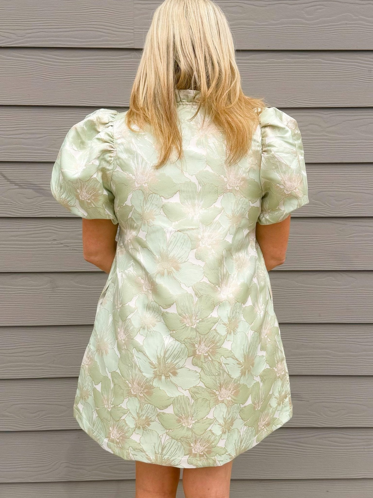 Sage Vienna Floral Jacquard Dress - Jessi Jayne Boutique