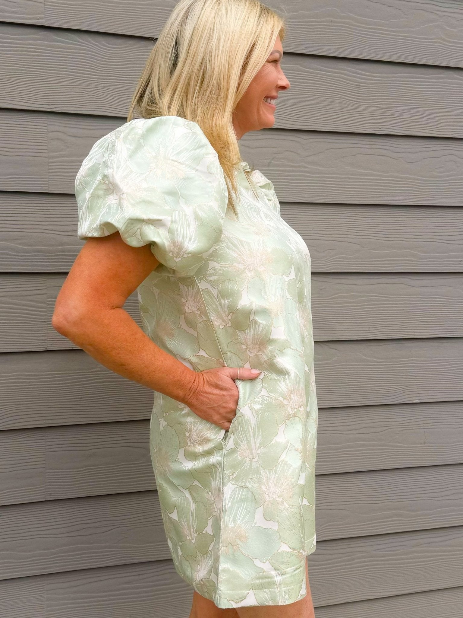 Sage Vienna Floral Jacquard Dress - Jessi Jayne Boutique
