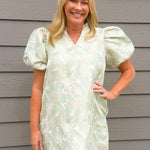 Sage Vienna Floral Jacquard Dress - Jessi Jayne Boutique