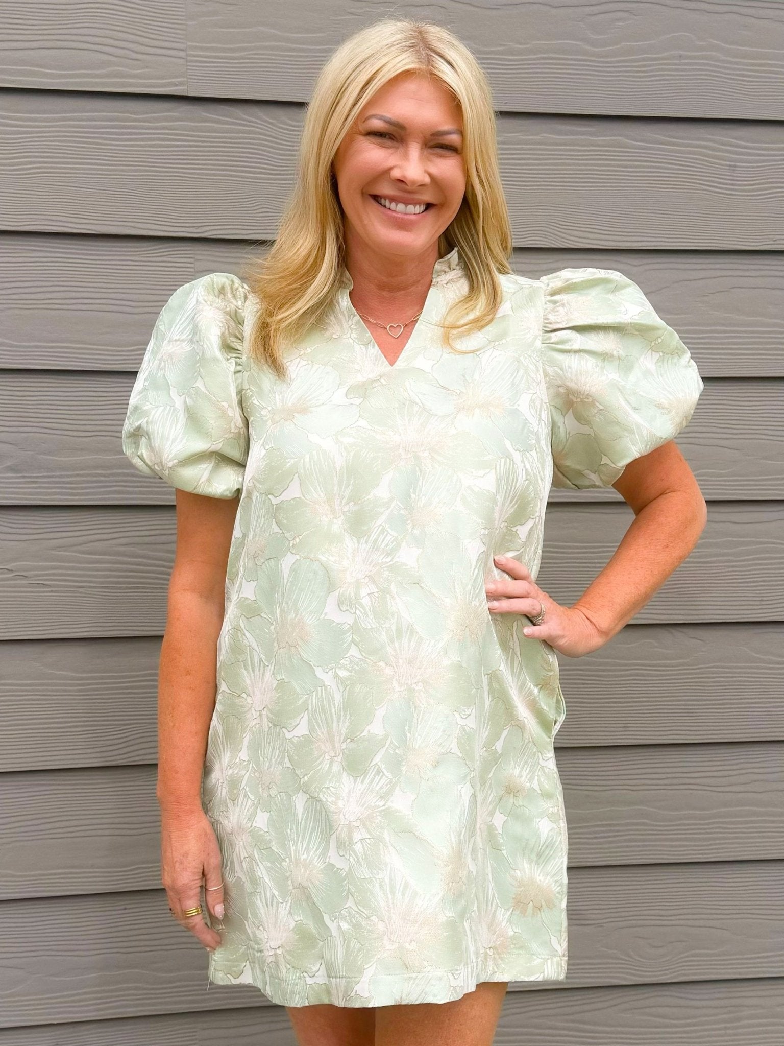 Sage Vienna Floral Jacquard Dress - Jessi Jayne Boutique