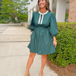 Olive & Ivory Ruffle Trim Poplin Dress - Jessi Jayne Boutique