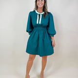 Olive & Ivory Ruffle Trim Poplin Dress - Jessi Jayne Boutique