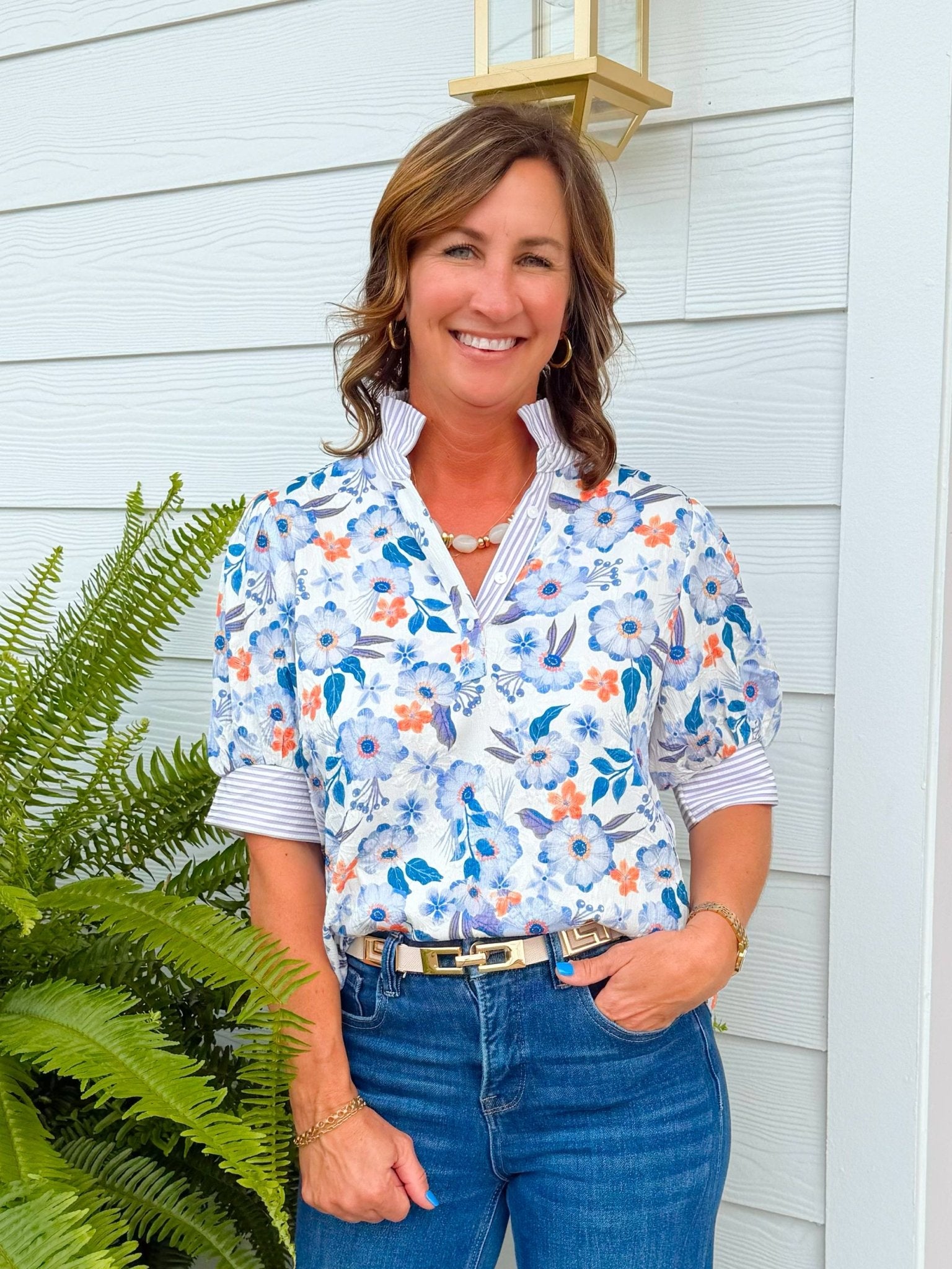 Lavender Garden Contrast Blouse - Jessi Jayne Boutique
