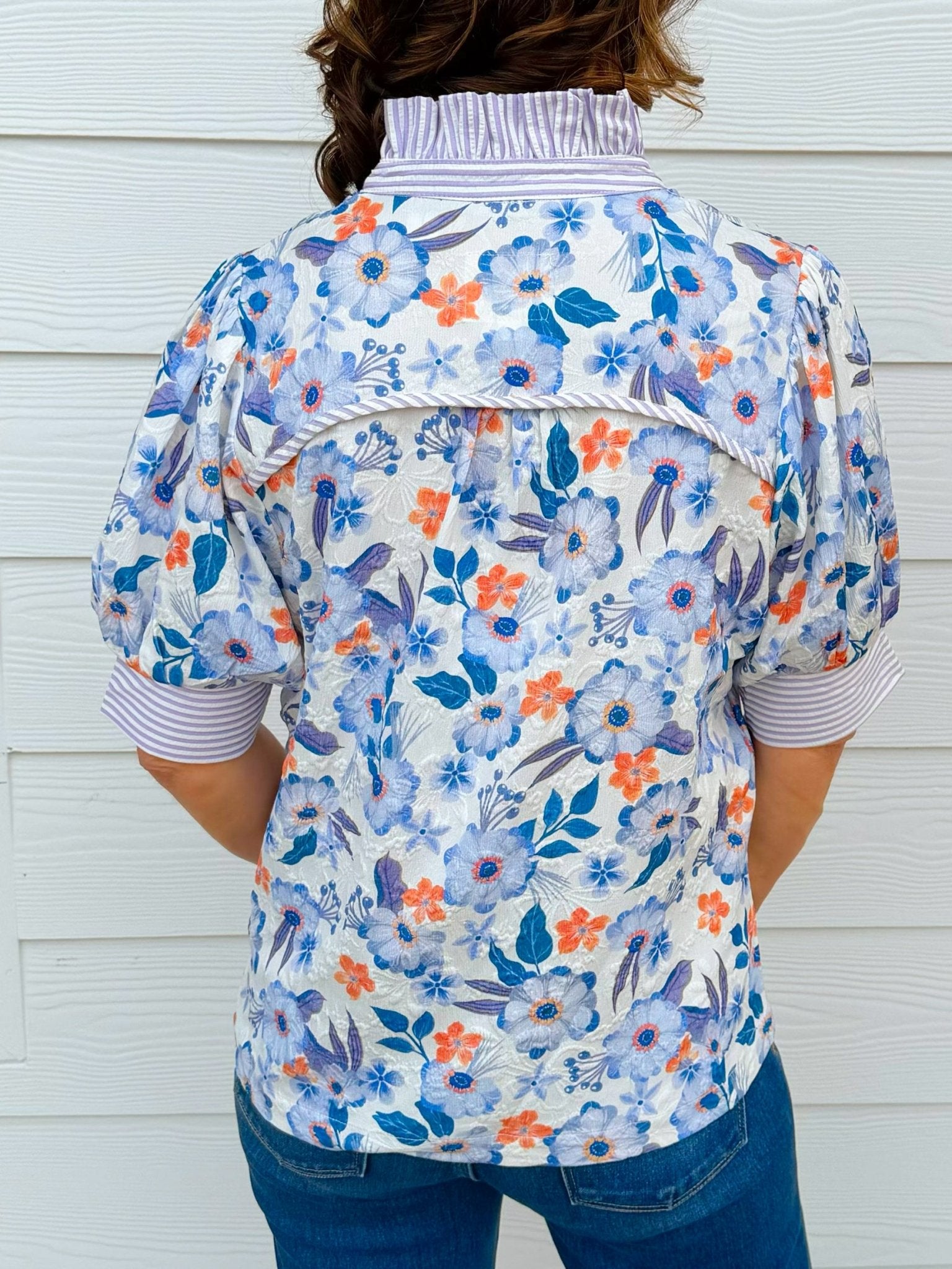 Lavender Garden Contrast Blouse - Jessi Jayne Boutique