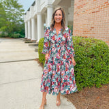 Autumn Bloom Smocked Waist Midi Dress - Jessi Jayne Boutique