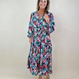 Autumn Bloom Smocked Waist Midi Dress - Jessi Jayne Boutique