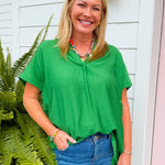 Feel Good Favorite Green Blouse - Jessi Jayne Boutique