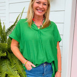 Feel Good Favorite Green Blouse - Jessi Jayne Boutique