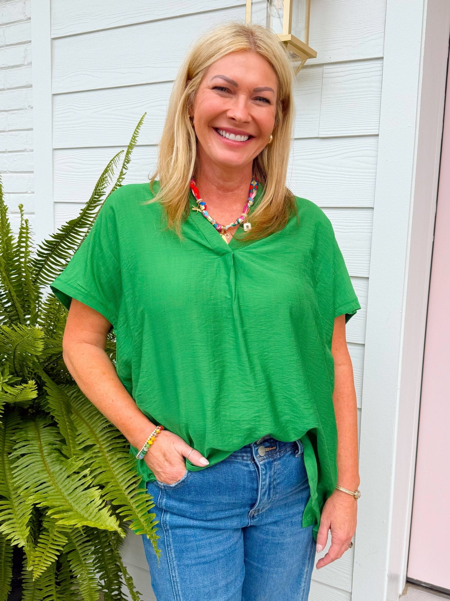 Feel Good Favorite Green Blouse - Jessi Jayne Boutique
