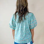 Misty Garden Ruffle Neck Button Top - Jessi Jayne Boutique
