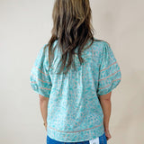 Misty Garden Ruffle Neck Button Top - Jessi Jayne Boutique