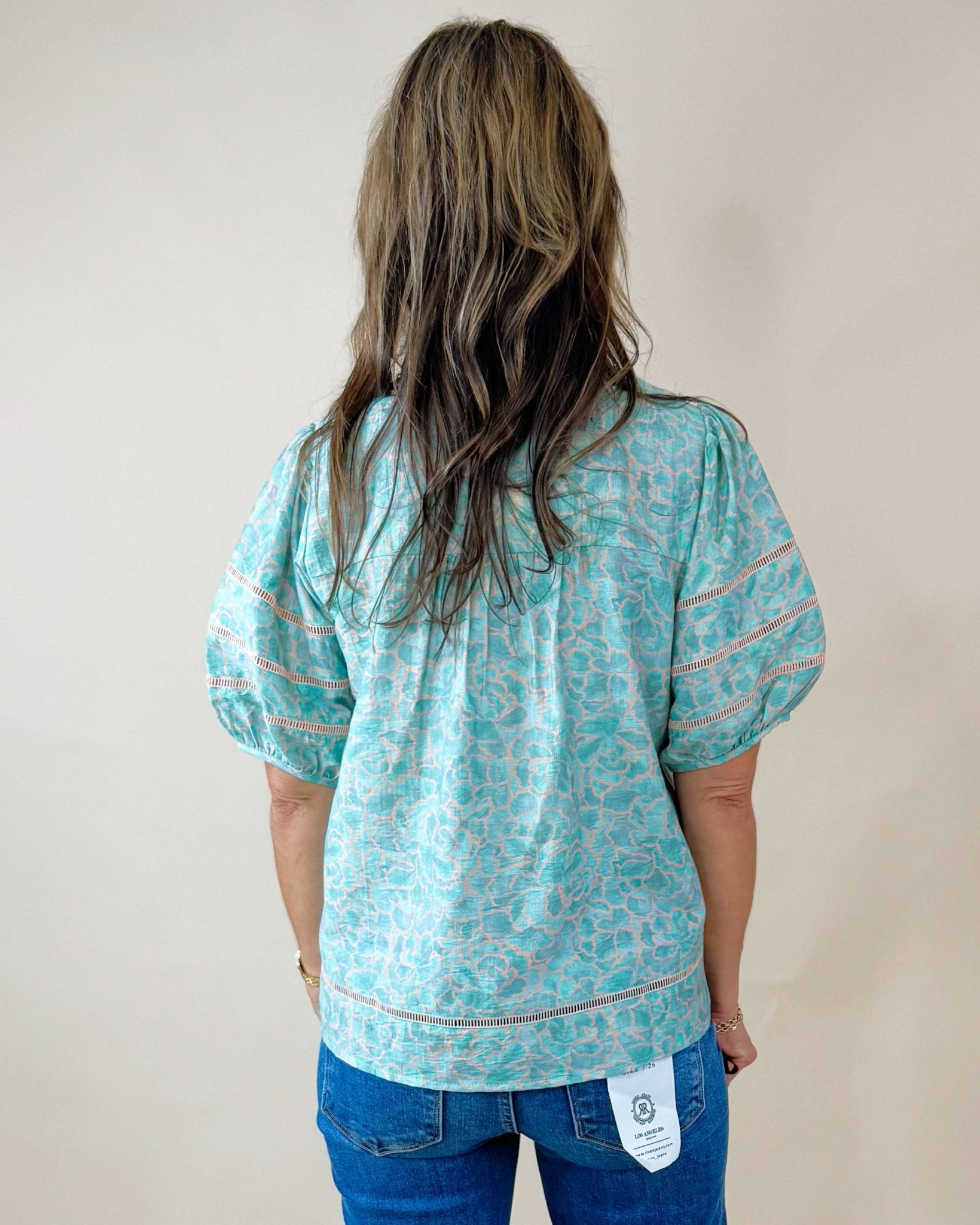 Misty Garden Ruffle Neck Button Top - Jessi Jayne Boutique