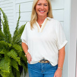 Easy Days Contrast V - Neck Top - Jessi Jayne Boutique