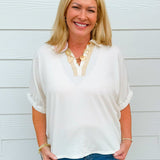 Easy Days Contrast V - Neck Top - Jessi Jayne Boutique