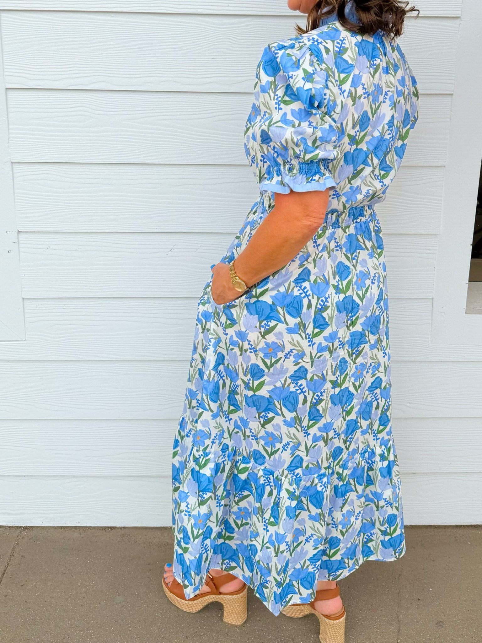 Bloom and Breeze Floral Midi Dress - Jessi Jayne Boutique