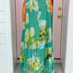 Emerald Garden Tie Neck Midi Dress - Jessi Jayne Boutique
