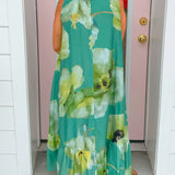 Emerald Garden Tie Neck Midi Dress - Jessi Jayne Boutique