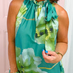 Emerald Garden Tie Neck Midi Dress - Jessi Jayne Boutique