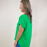 Kelly Green Raw Edge Cap Sleeve Top - Jessi Jayne Boutique