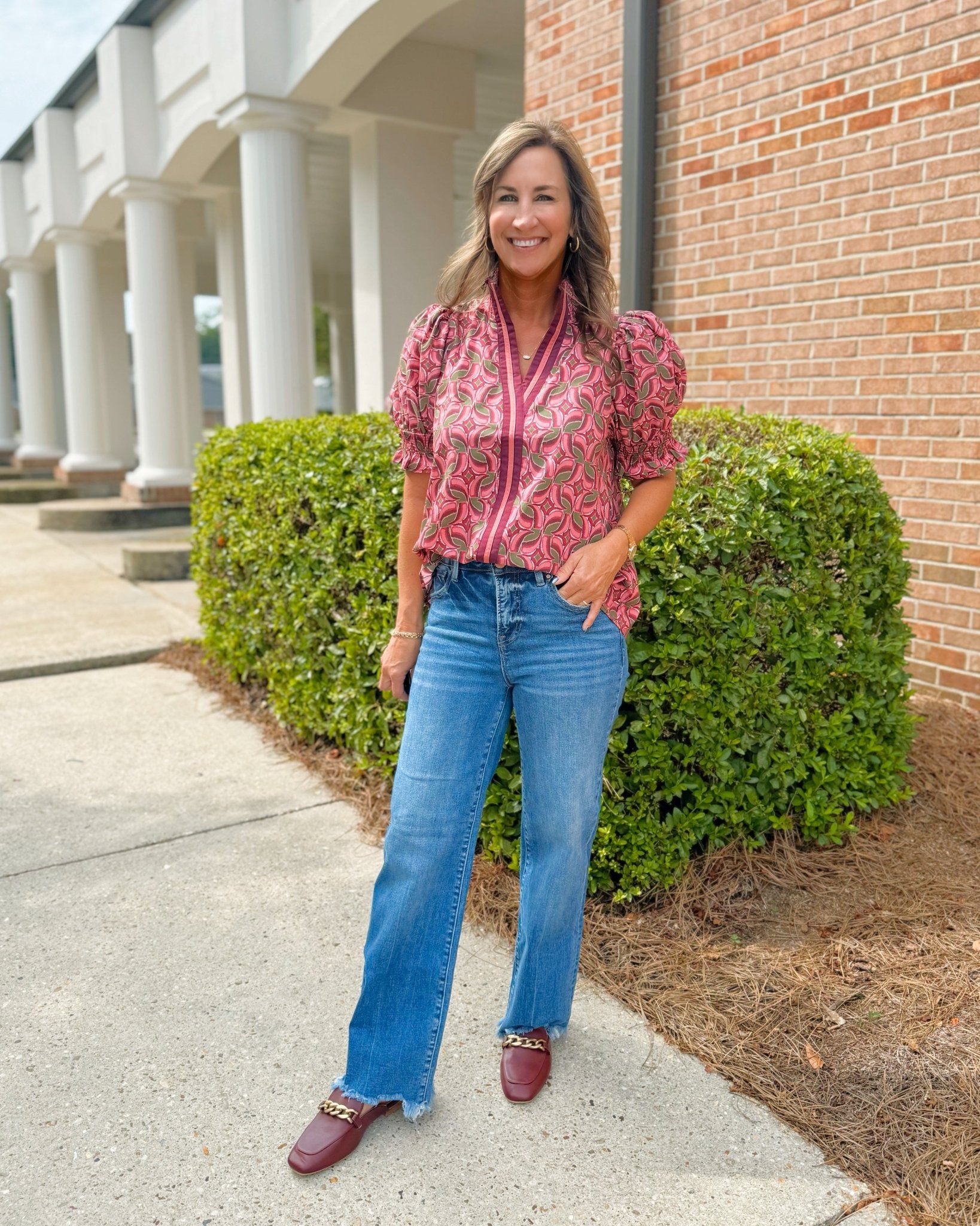 Berry Twist Smocked Sleeve Top - Jessi Jayne Boutique