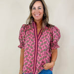Berry Twist Smocked Sleeve Top - Jessi Jayne Boutique