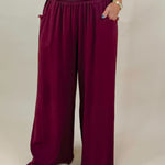 Merlot Fray Day Linen Pants - Jessi Jayne Boutique