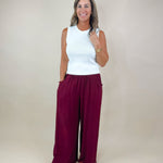 Merlot Fray Day Linen Pants - Jessi Jayne Boutique
