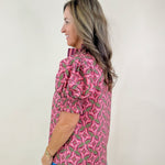 Berry Twist Smocked Sleeve Top - Jessi Jayne Boutique
