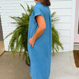 Weekend Stroll Denim Midi Dress - Jessi Jayne Boutique