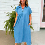 Weekend Stroll Denim Midi Dress - Jessi Jayne Boutique