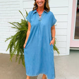 Weekend Stroll Denim Midi Dress - Jessi Jayne Boutique