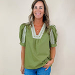 Olive Orchard Embroidered Top - Jessi Jayne Boutique