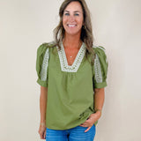 Olive Orchard Embroidered Top - Jessi Jayne Boutique