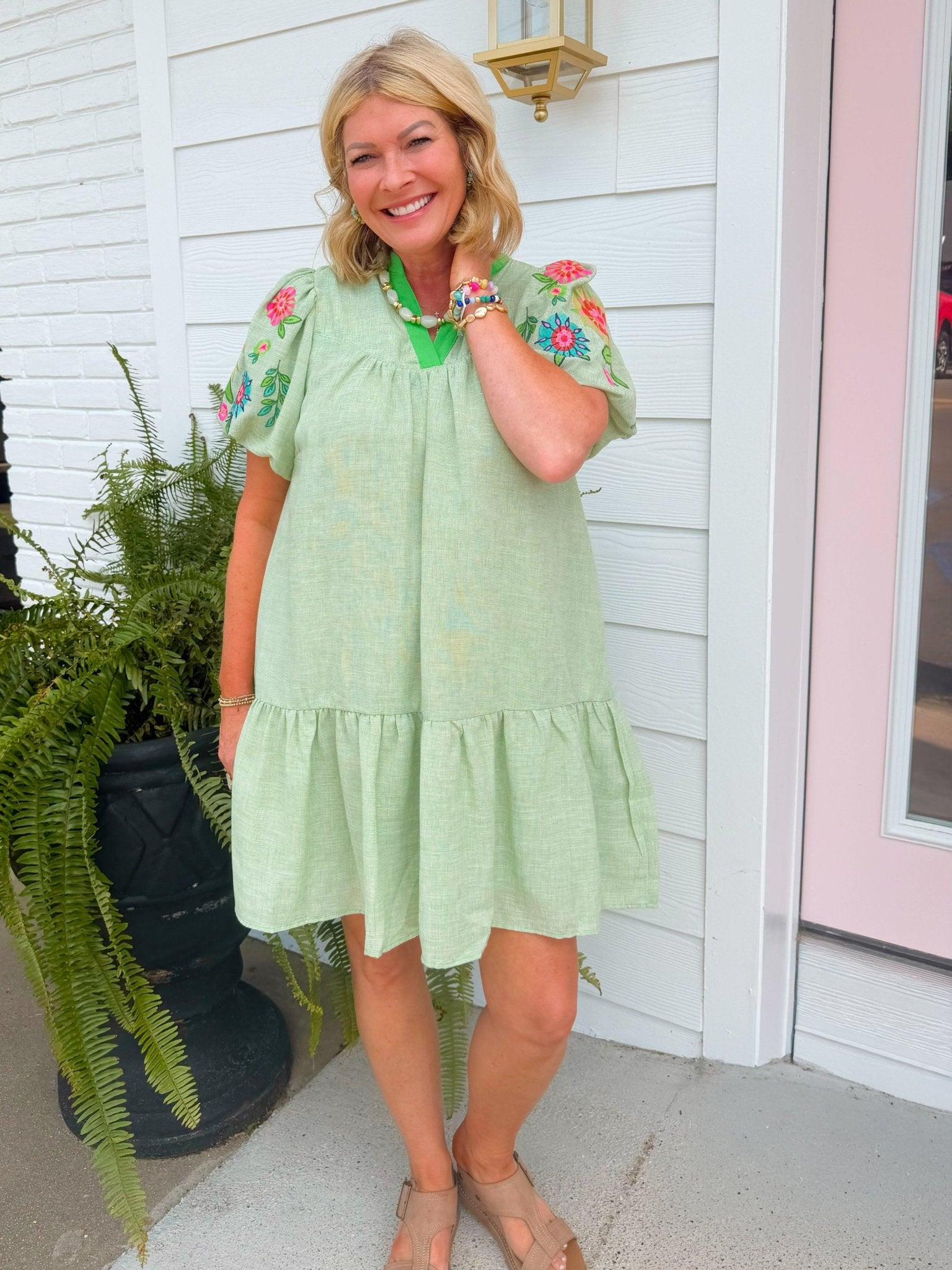 Garden Gleam Embroidered Dress - Jessi Jayne Boutique