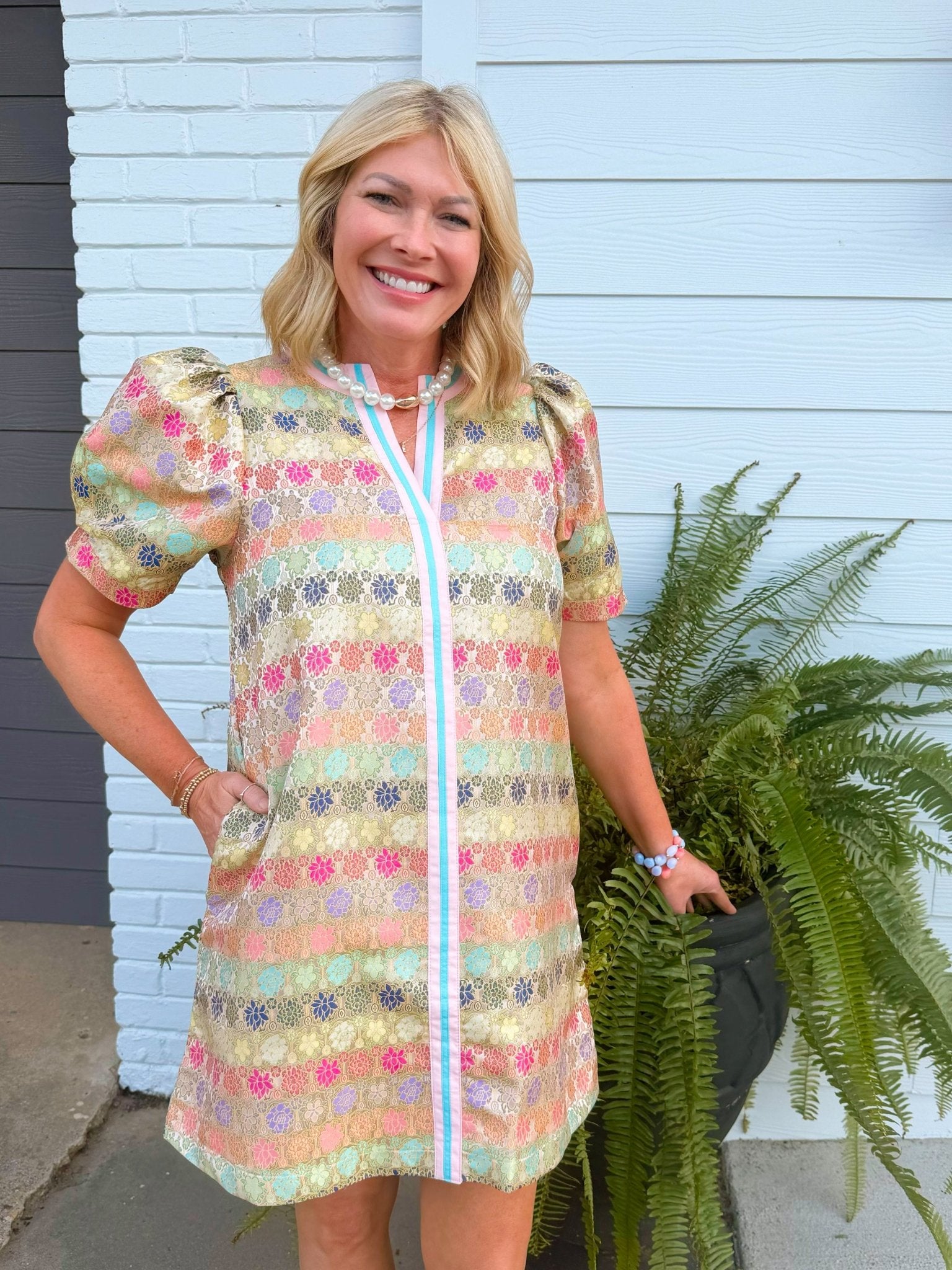 Sweet Magnolia Jacquard Dress - Jessi Jayne Boutique