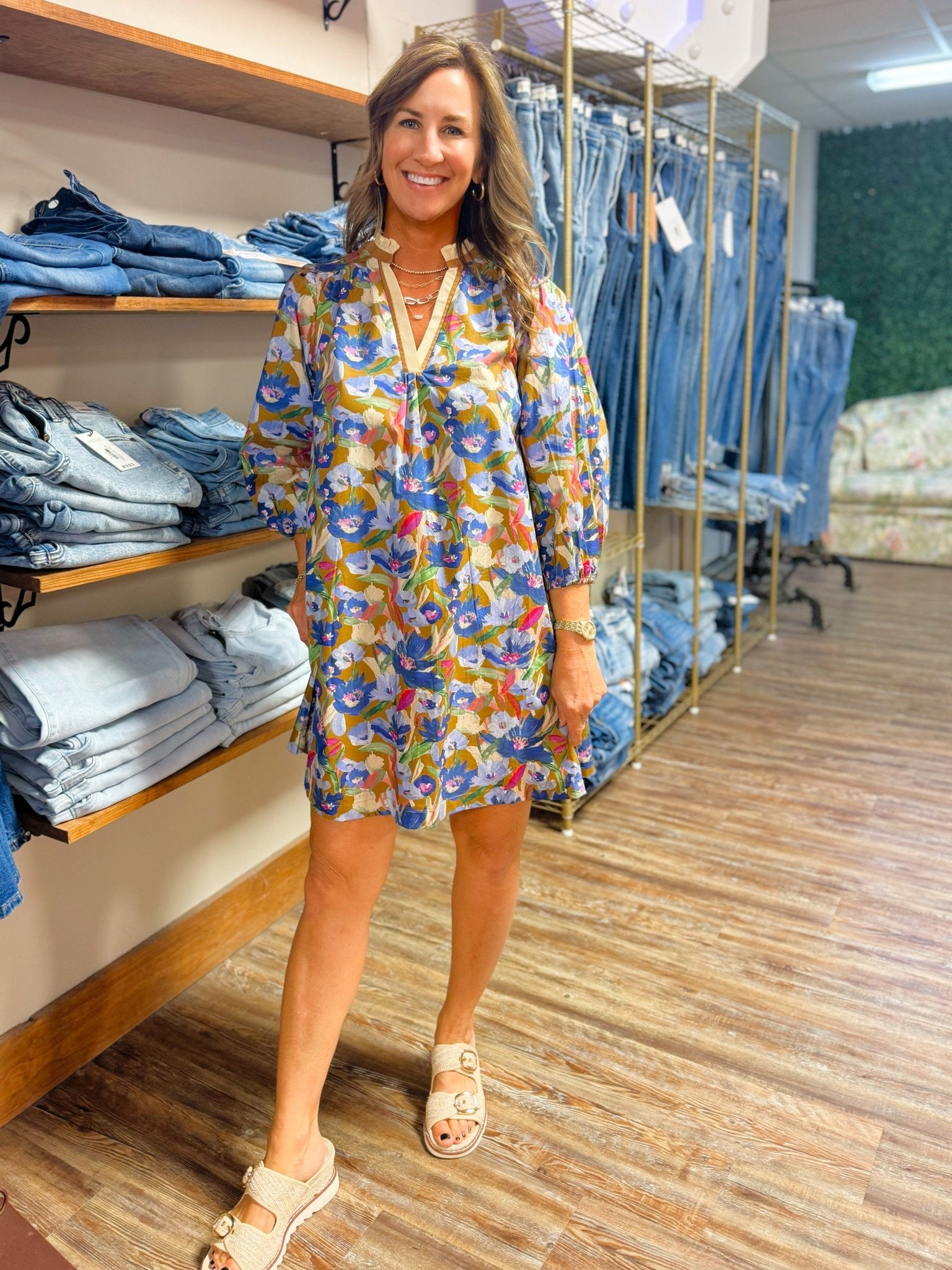 Wildflower Mosaic Poplin Dress - Jessi Jayne Boutique