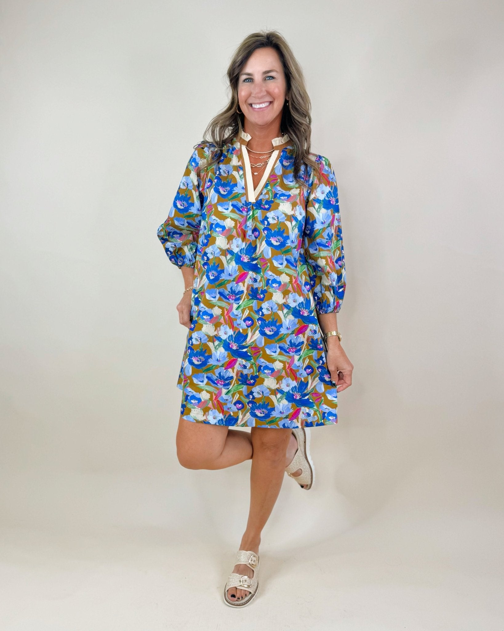 Wildflower Mosaic Poplin Dress - Jessi Jayne Boutique
