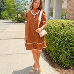 Toffee Zip Contrast Dress - Jessi Jayne Boutique