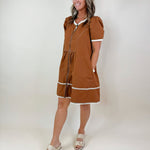 Toffee Zip Contrast Dress - Jessi Jayne Boutique