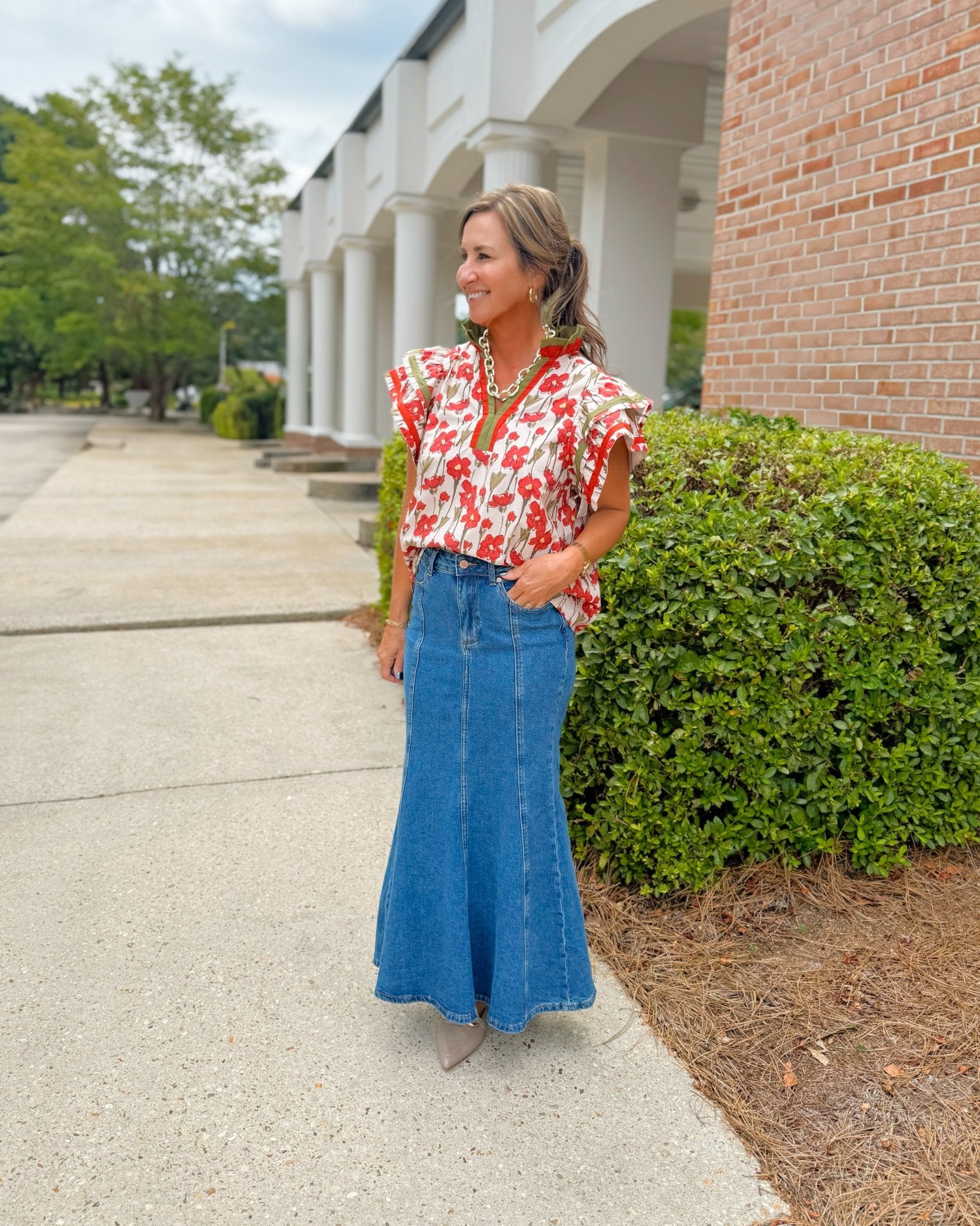 Scarlet Bloom Ruffle Top - Jessi Jayne Boutique