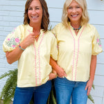 Lemon Blossom Embroidered Top - Jessi Jayne Boutique